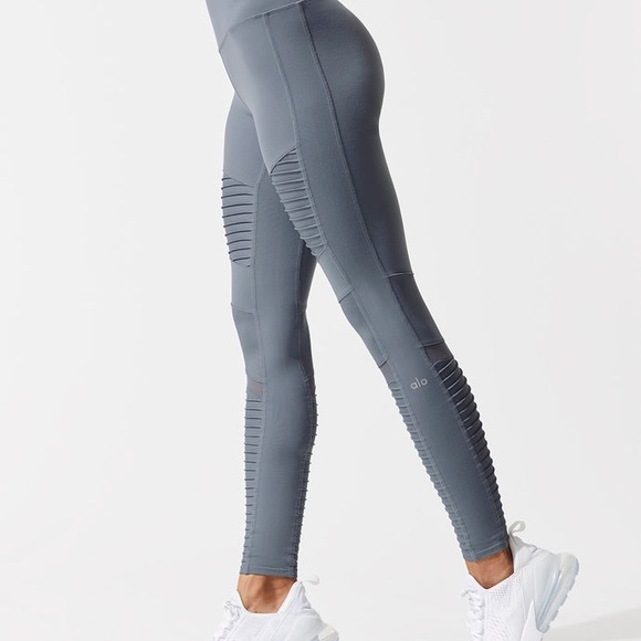 ALO Yoga Pants - ALO yoga high waist Moto concrete/glossy leggings